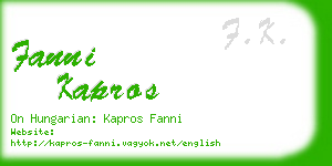 fanni kapros business card